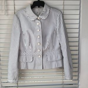 Ann Taylor Loft white jacket with black stripes